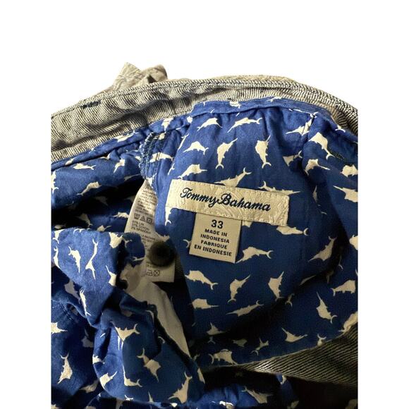 Tommy Bahama Shorts Mens 33 Navy White Striped Flat Front Lightweight Chino - Picture 3 of 5